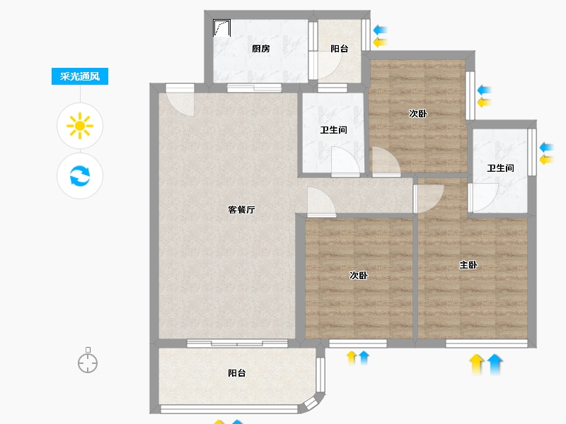 海南省-海口市-泰和缘-109.34-户型库-采光通风