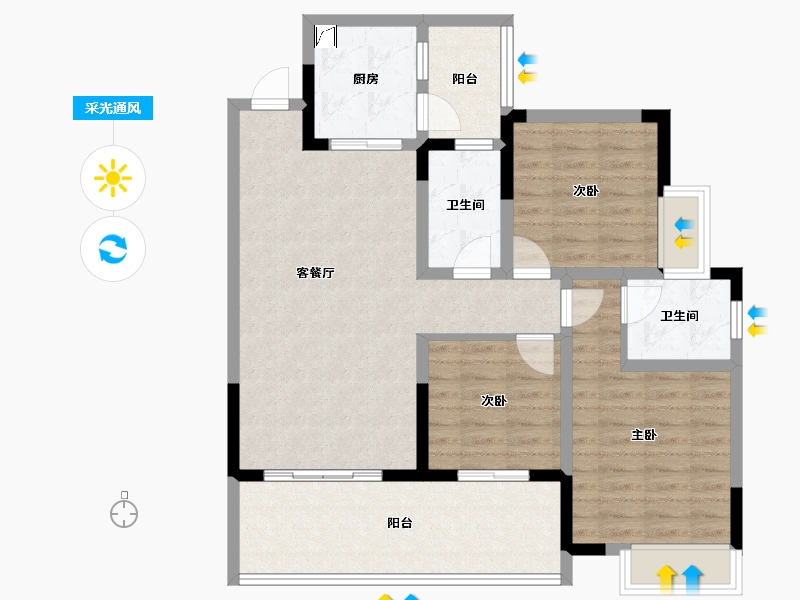 四川省-绵阳市-御景江山9-1-1号-99.00-户型库-采光通风