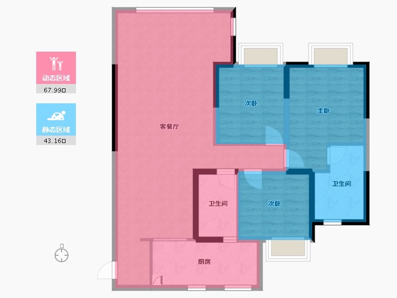 四川省-绵阳市-孔雀城-102.00-户型库-动静分区