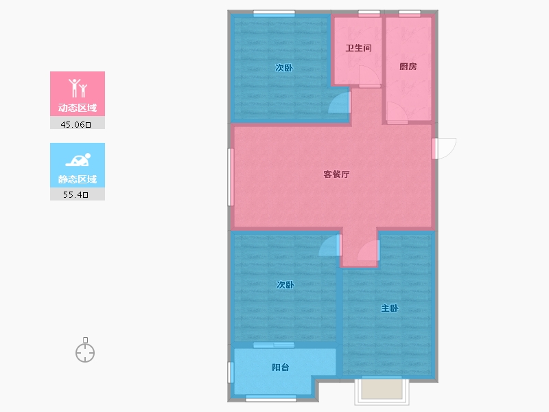 江苏省-徐州市-听澜雅居-90.00-户型库-动静分区