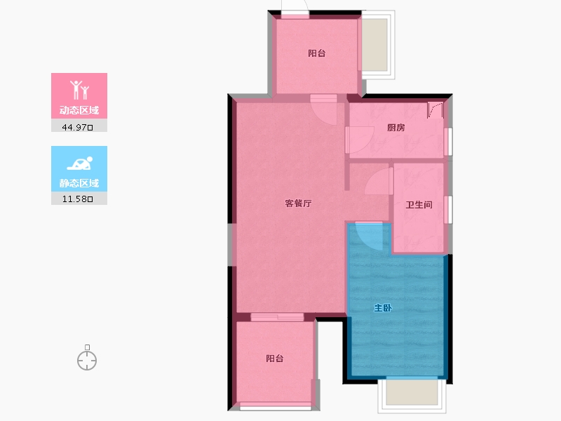 海南省-海口市-晨晖玺樾-64.55-户型库-动静分区