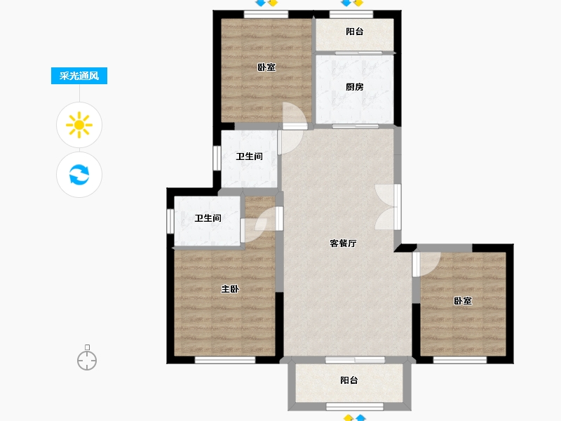 黑龙江省-大庆市-春风十里-125.00-户型库-采光通风