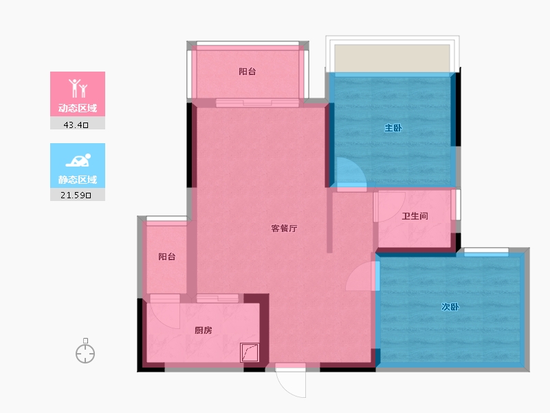 四川省-达州市-乐基优悦广场-83.90-户型库-动静分区