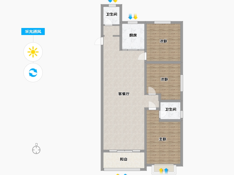 山东省-德州市-瑞明国际-116.00-户型库-采光通风