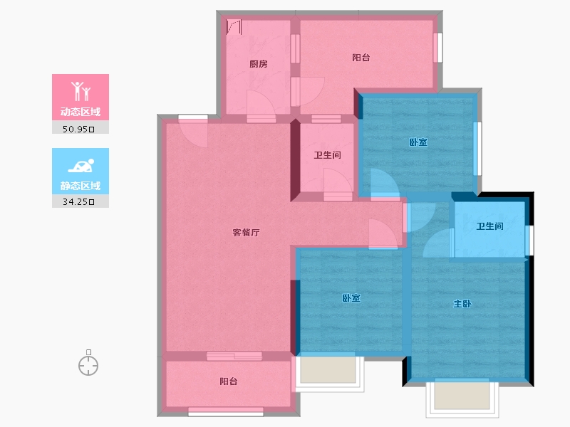 四川省-达州市-乐基优悦广场-106.76-户型库-动静分区