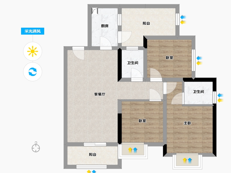 四川省-达州市-乐基优悦广场-106.76-户型库-采光通风