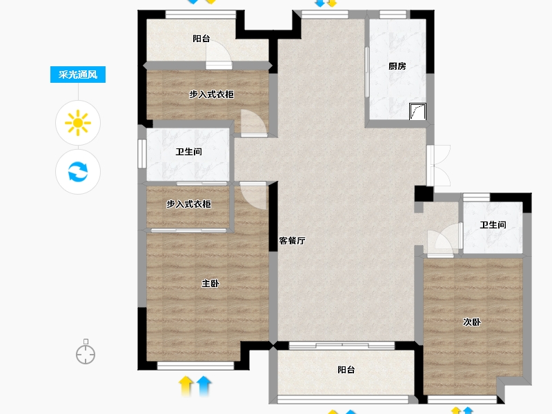 江苏省-南京市-冠城蓝湖庭-98.00-户型库-采光通风