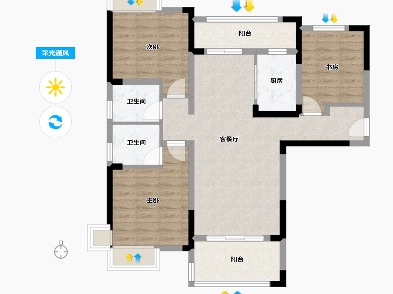 四川省-达州市-宏义・江湾城-101.00-户型库-采光通风