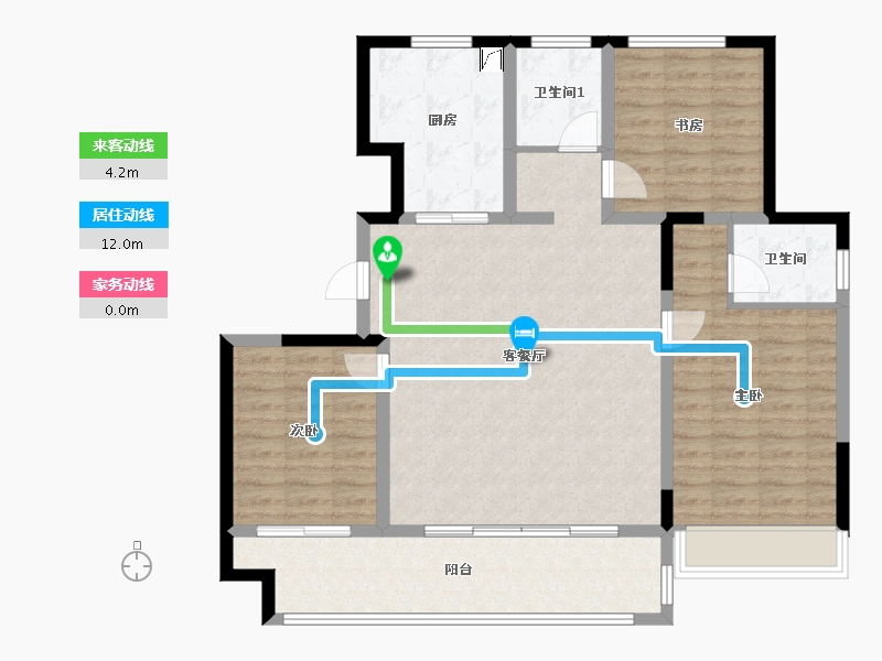 宁夏回族自治区-银川市-融创枫丹壹号-120.00-户型库-动静线