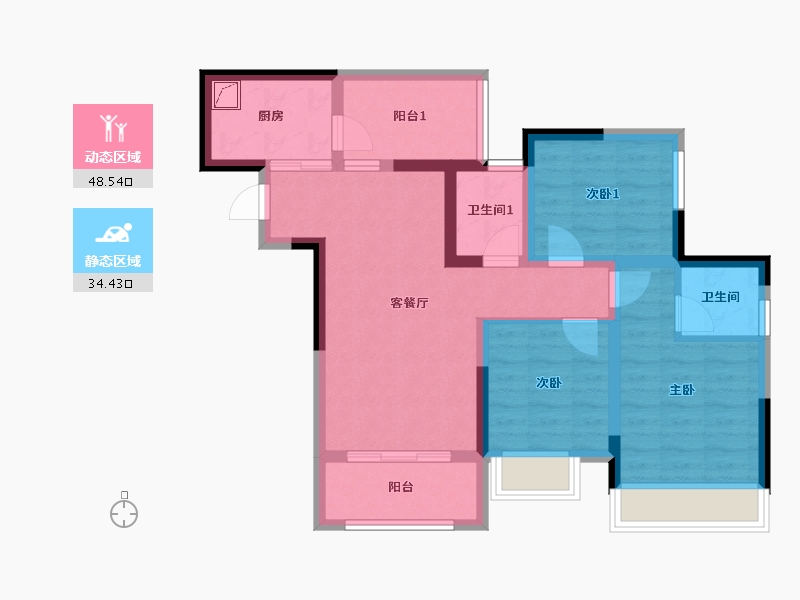 四川省-达州市-乐基优悦广场-106.01-户型库-动静分区