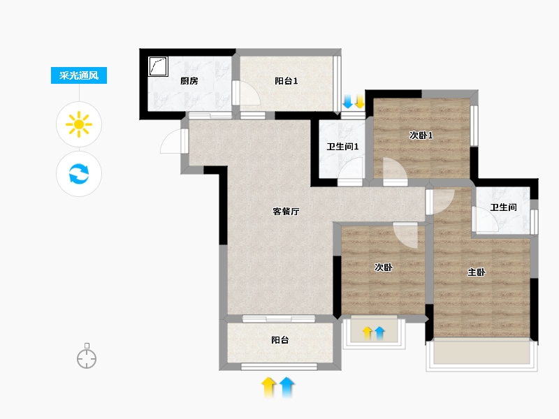 四川省-达州市-乐基优悦广场-106.01-户型库-采光通风