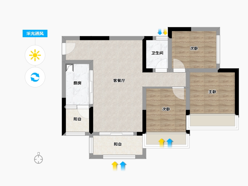 四川省-达州市-乐基优悦广场-97.55-户型库-采光通风