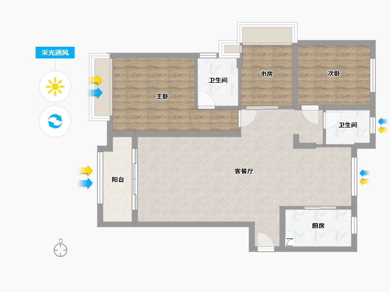 安徽省-蚌埠市-新威龙门悦府-103.11-户型库-采光通风