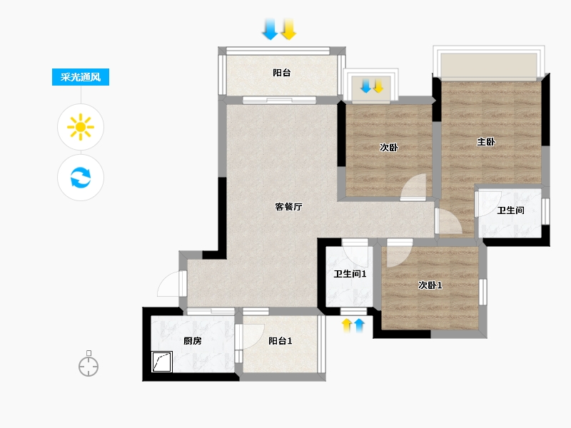 四川省-达州市-乐基优悦广场-106.01-户型库-采光通风