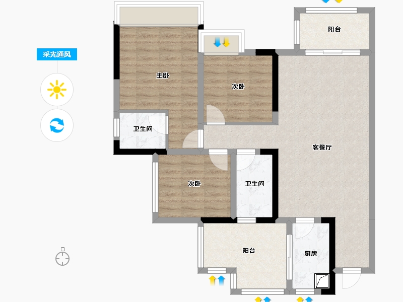 四川省-达州市-乐基优悦广场-127.63-户型库-采光通风