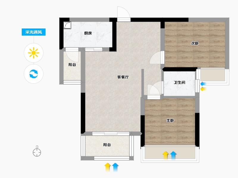 四川省-达州市-乐基优悦广场-70.42-户型库-采光通风