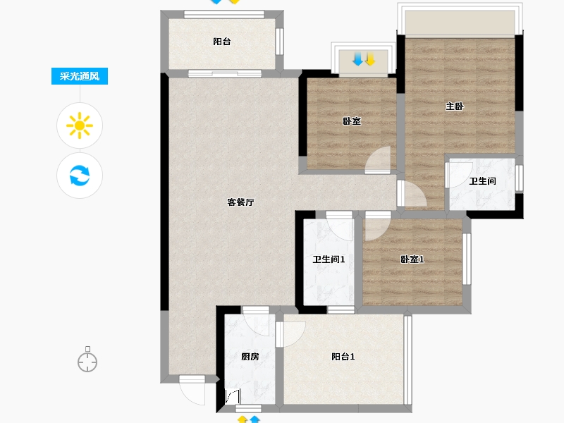 四川省-达州市-乐基优悦广场-128.72-户型库-采光通风