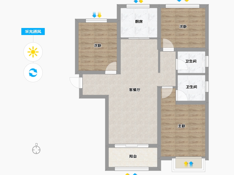 陕西省-西安市-旺家温泉-95.00-户型库-采光通风