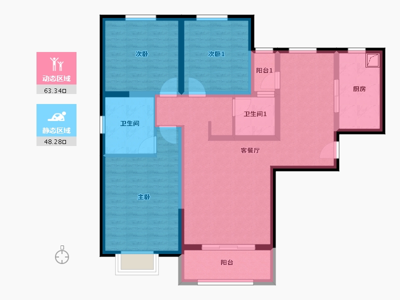 陕西省-渭南市-富士来-113.22-户型库-动静分区