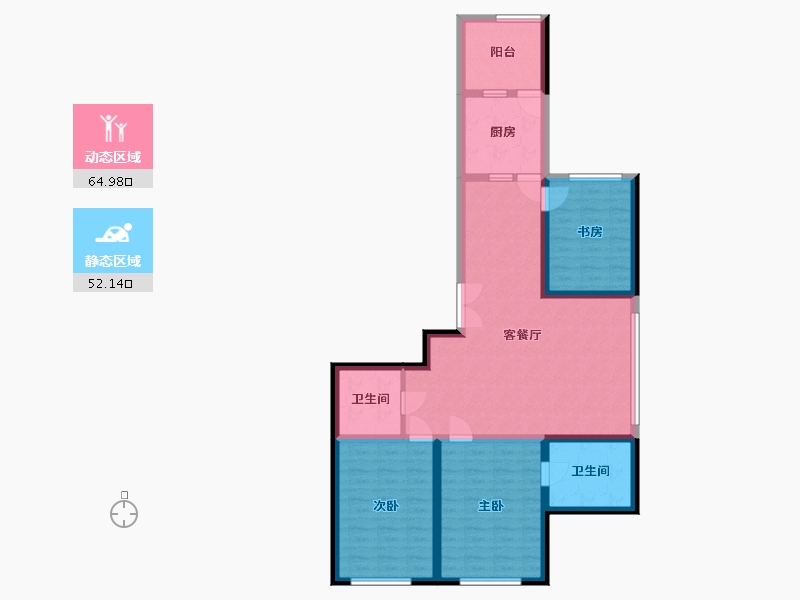 黑龙江省-哈尔滨市-宝宇天邑珑湾-108.00-户型库-动静分区