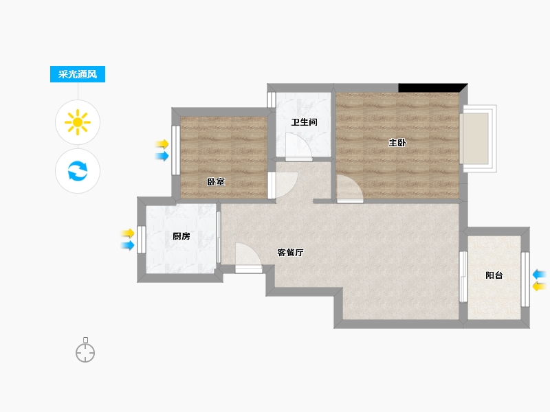 浙江省-嘉兴市-柳岸春风-54.00-户型库-采光通风