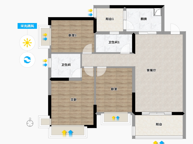 湖南省-长沙市-恒大名都-116.00-户型库-采光通风