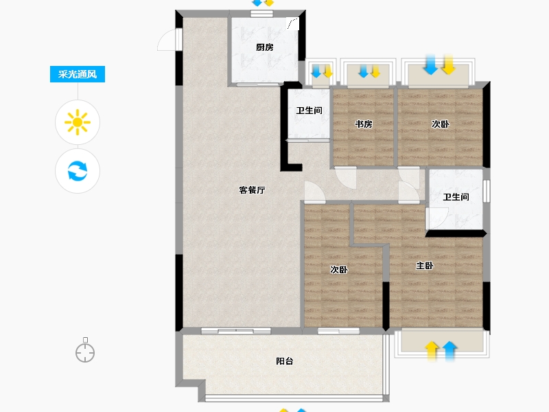 湖北省-恩施土家族苗族自治州-碧桂园-118.00-户型库-采光通风