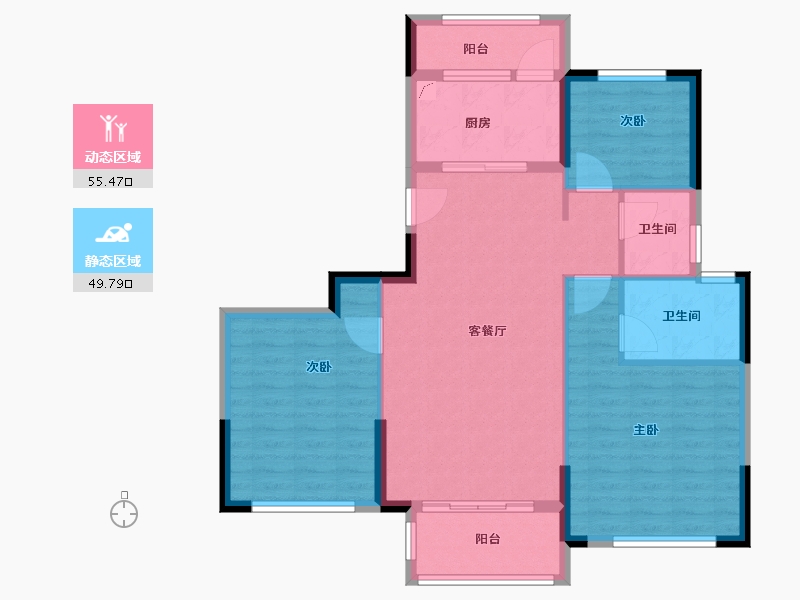 浙江省-台州市-书香名苑-95.00-户型库-动静分区