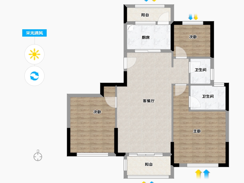 浙江省-台州市-书香名苑-95.00-户型库-采光通风