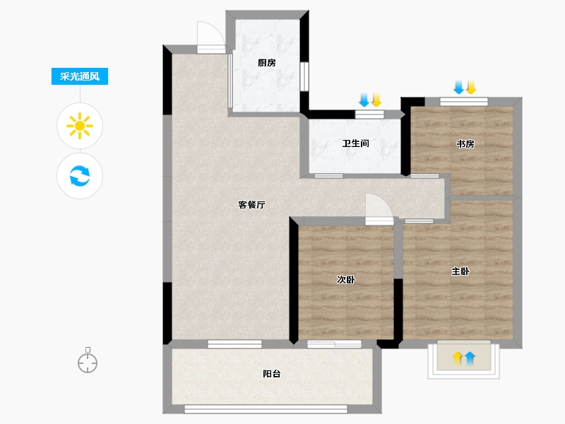 安徽省-阜阳市-融创城-78.00-户型库-采光通风