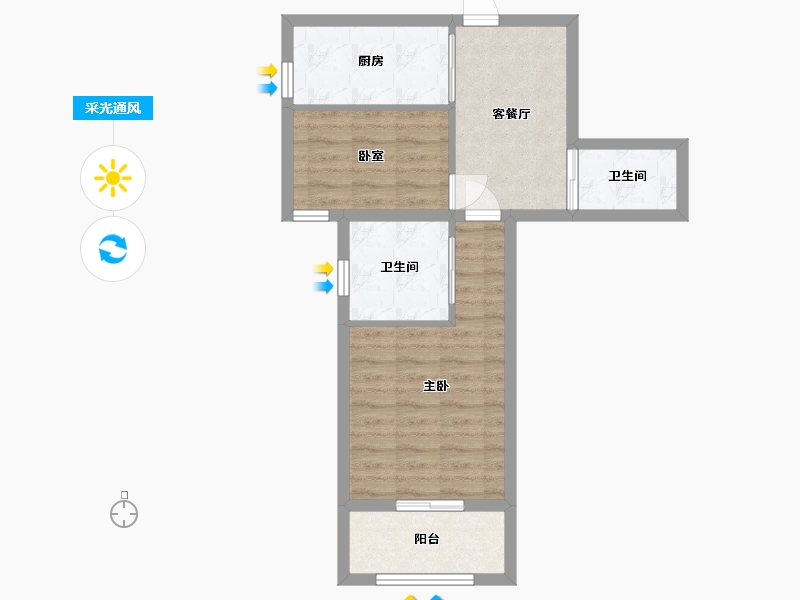 福建省-南平市-东方明珠-60.00-户型库-采光通风