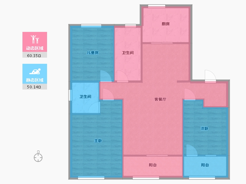 辽宁省-葫芦岛市-碧桂园国风盛璟-103.00-户型库-动静分区