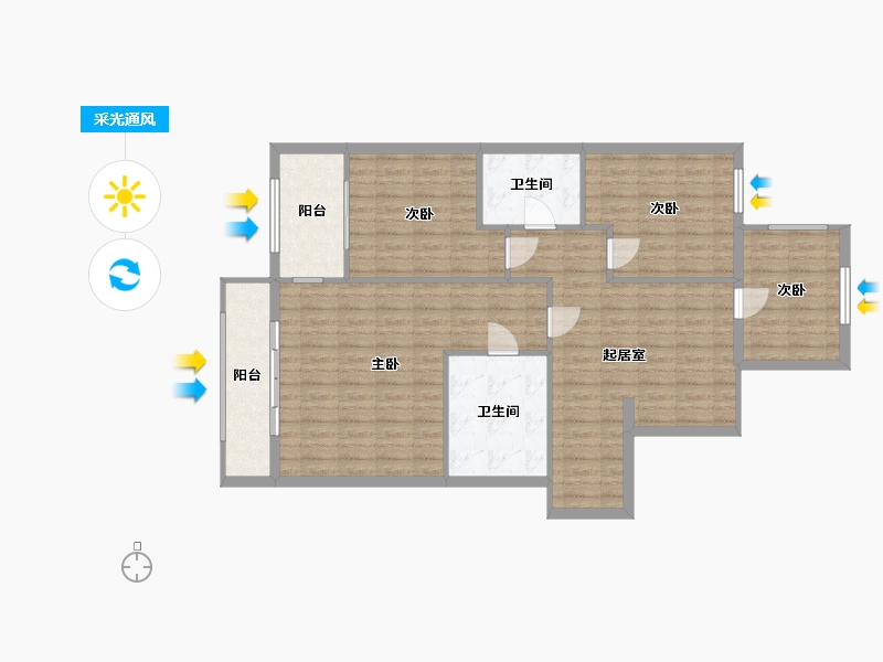 北京-北京市-九间堂-130.00-户型库-采光通风