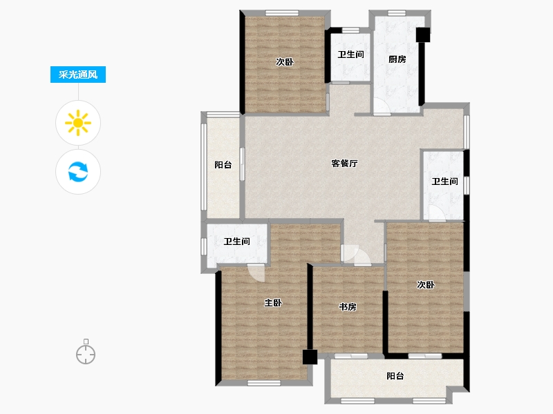 福建省-福州市-凯景又一城-160.00-户型库-采光通风