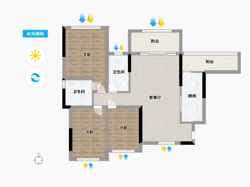 贵州省-贵阳市-四季贵州椿樘府-96.00-户型库-采光通风