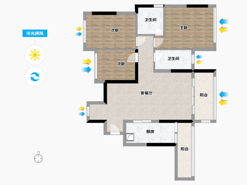 贵州省-贵阳市-四季贵州椿樘府-96.00-户型库-采光通风