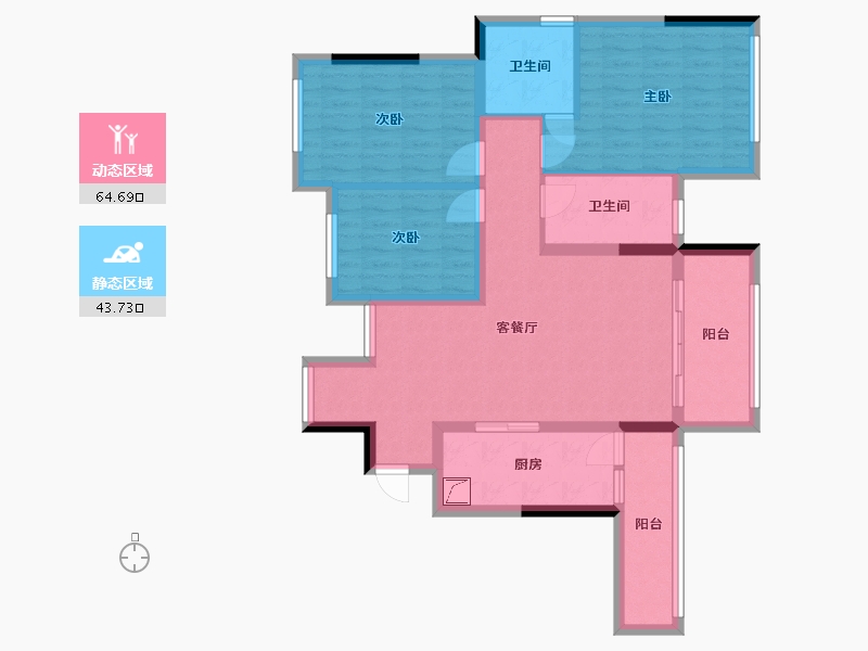 贵州省-贵阳市-四季贵州椿樘府-96.00-户型库-动静分区