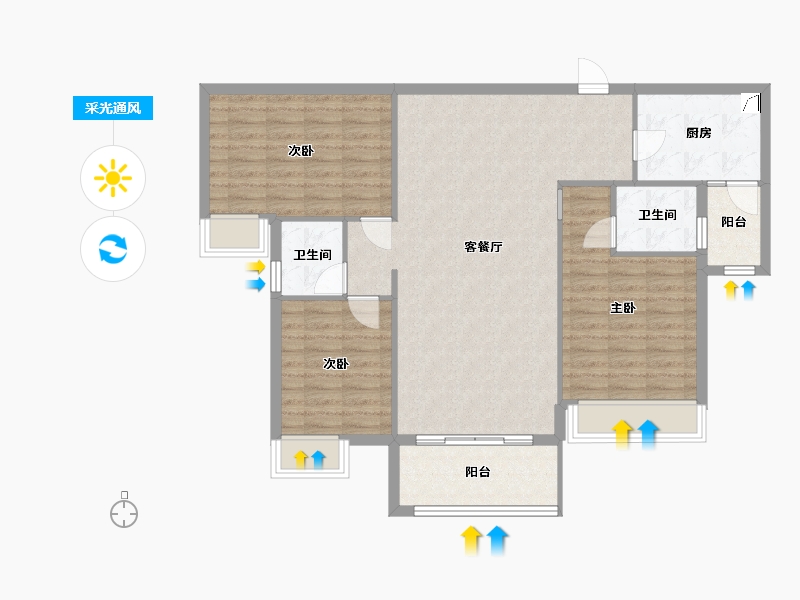 广东省-惠州市-博景湾-110.00-户型库-采光通风