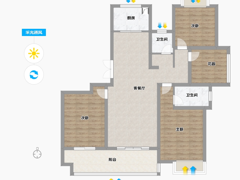 江苏省-常州市-梧桐香郡-105.00-户型库-采光通风