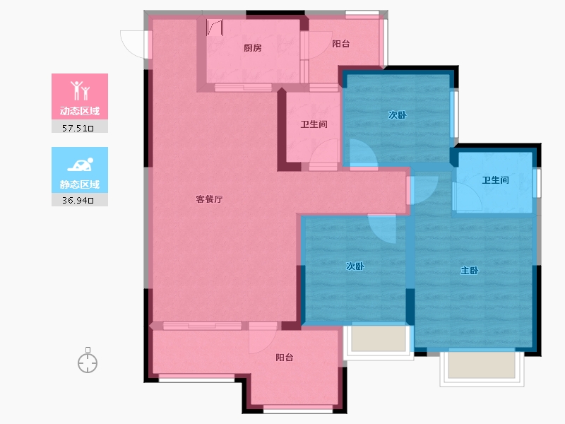 重庆-重庆市-鸿鸥・未来城-86.44-户型库-动静分区