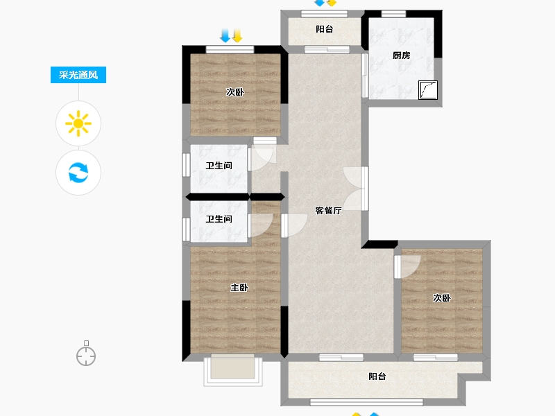 河南省-郑州市-住友-122.00-户型库-采光通风