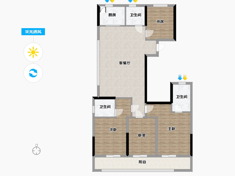 浙江省-宁波市-万固-135.00-户型库-采光通风