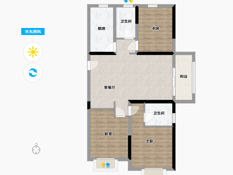 江苏省-徐州市-卢卡庄园-110.00-户型库-采光通风