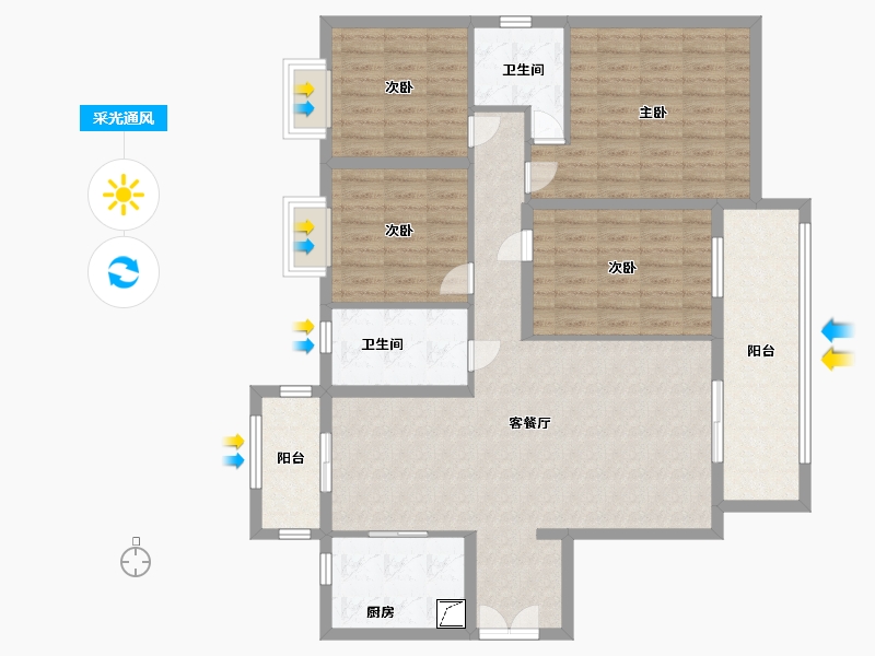 湖南省-岳阳市-颐华城-120.00-户型库-采光通风