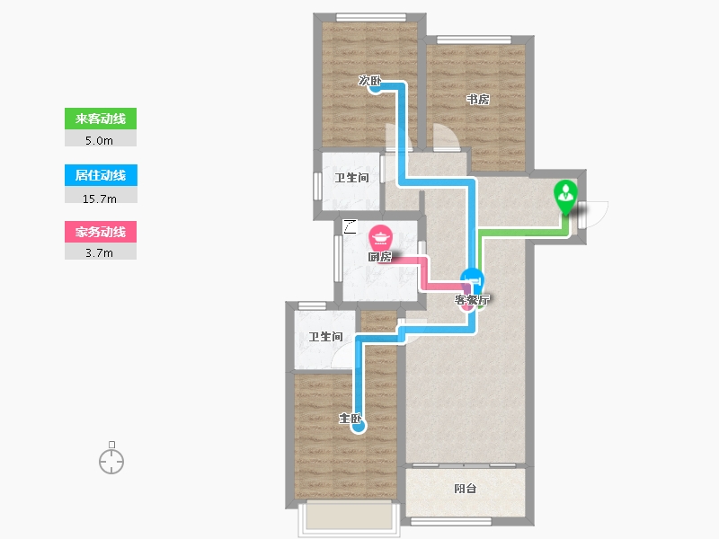 陕西省-西安市-绿城 桂语阑庭-91.27-户型库-动静线