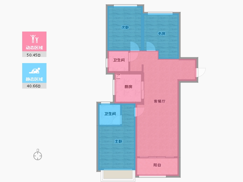 陕西省-西安市-绿城 桂语阑庭-91.27-户型库-动静分区