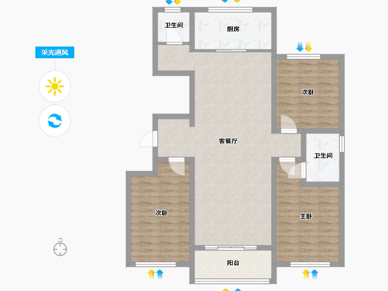 河北省-石家庄市-翰林院-120.00-户型库-采光通风