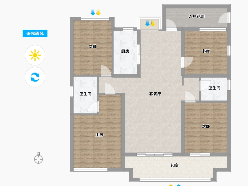 江西省-上饶市-龙都尚品-115.00-户型库-采光通风