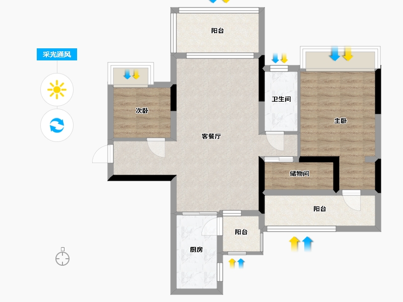 四川省-乐山市-铜雀台-78.35-户型库-采光通风