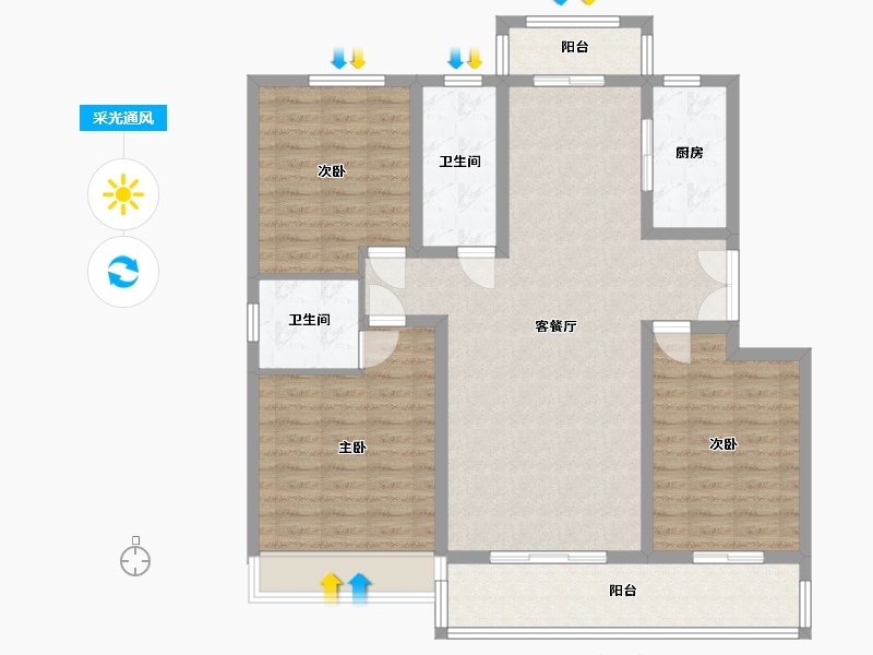 河南省-周口市-卫真路-110.00-户型库-采光通风